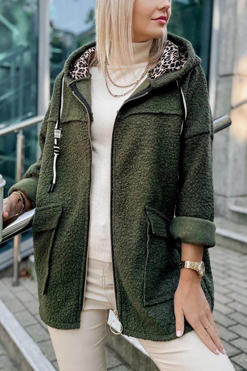 Women's Casual Hooded Lambskin Jacket